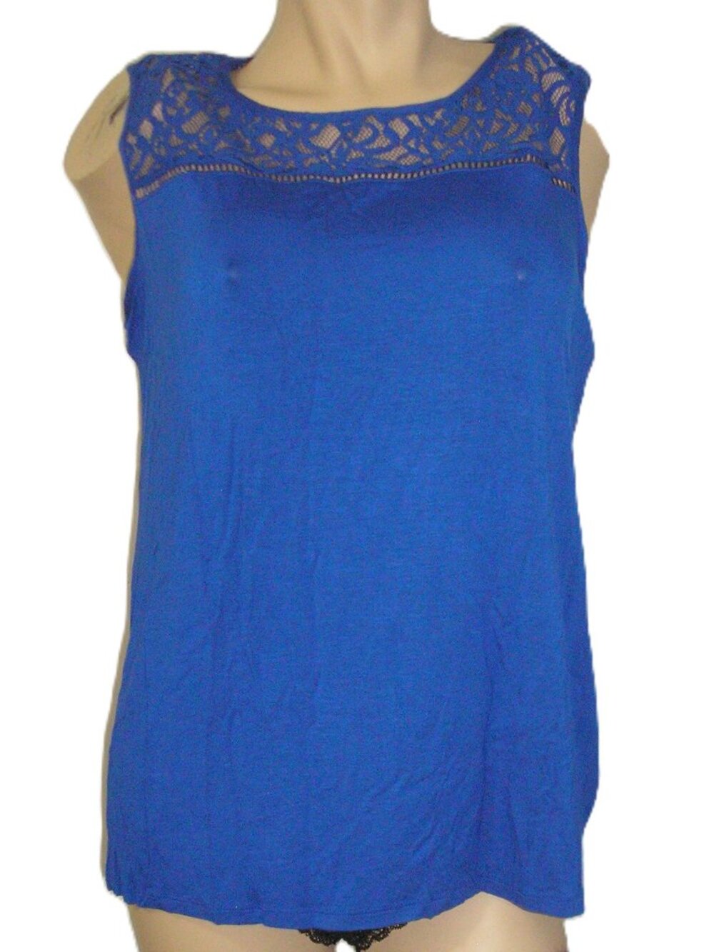 Roz & Ali Lace Detail Blue Top, Size XL